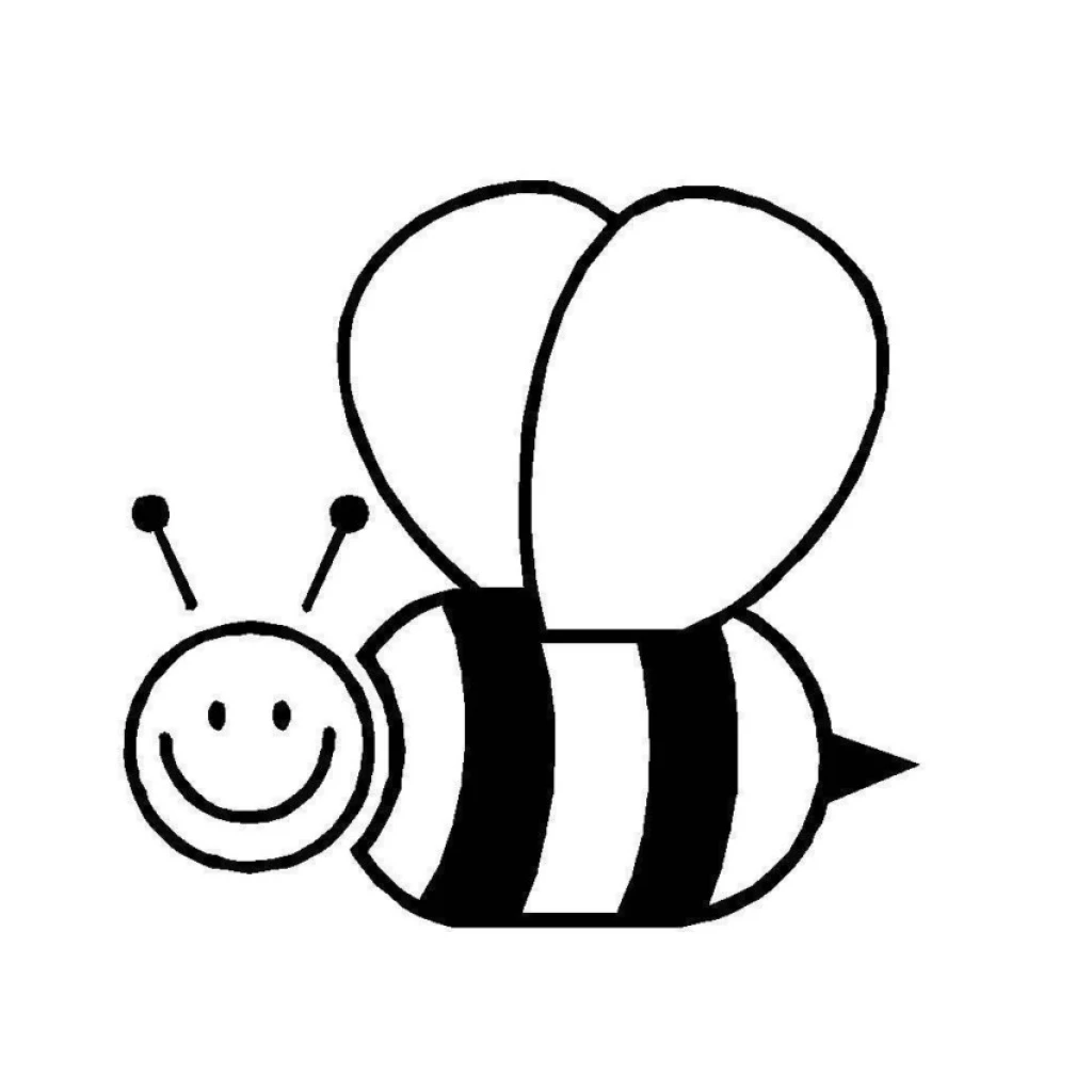 Happy Bee coloring page to print for free