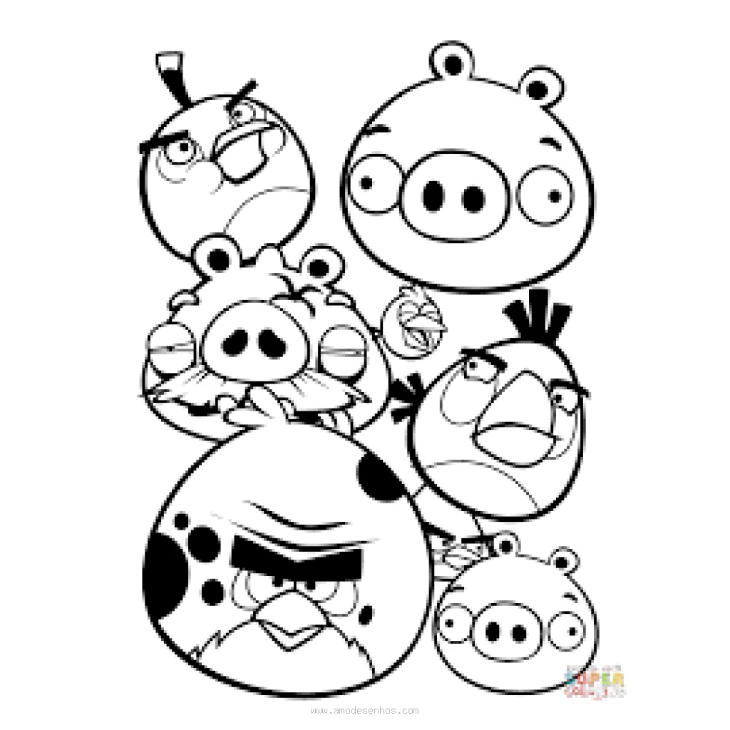 Desenho de Angry Birds para colorir e imprimir grátis