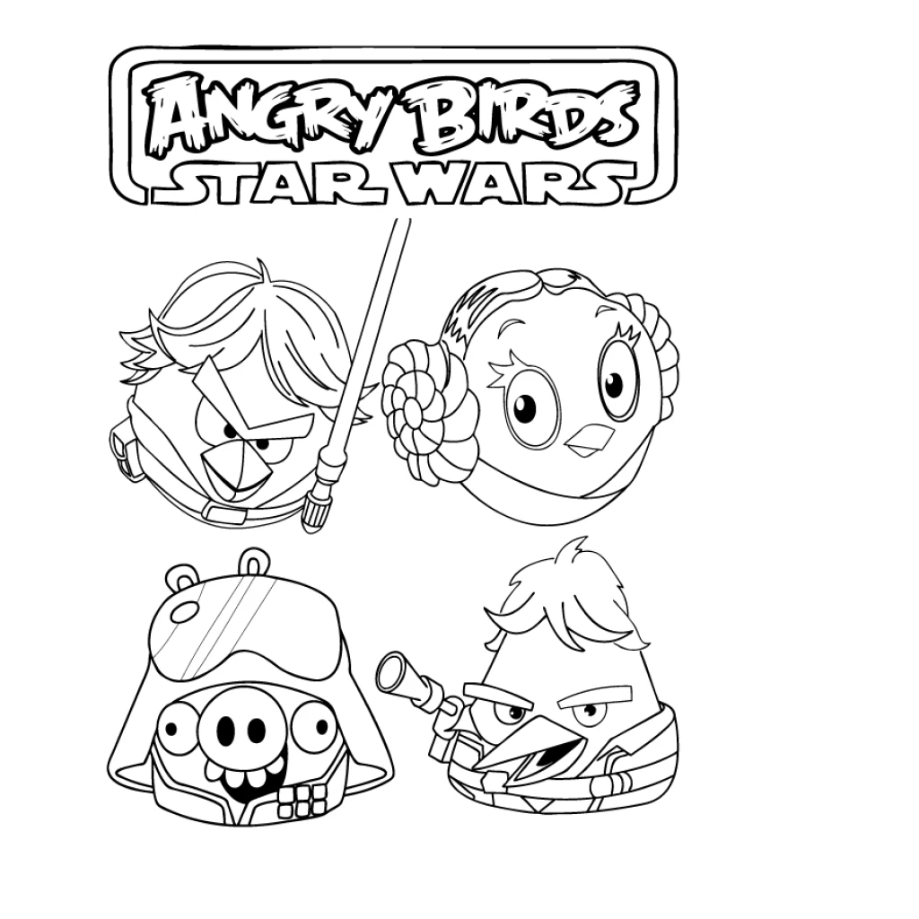 Desenho de Angry Birds Star Wars para colorir e imprimir grátis