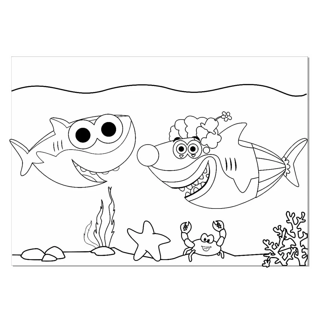 Desenho de Tubarão Baby Shark para colorir e imprimir grátis