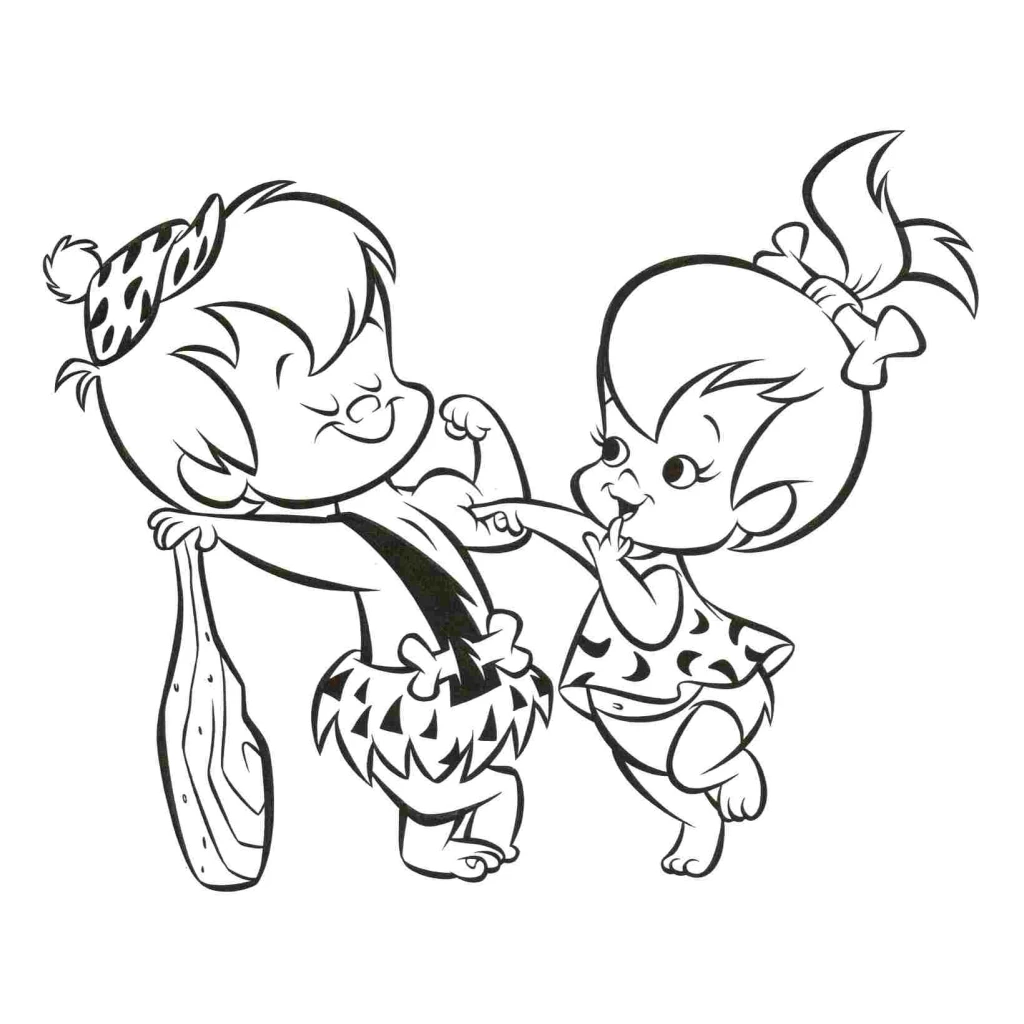 Desenho de Bambam e Pedrita para colorir e imprimir grátis
