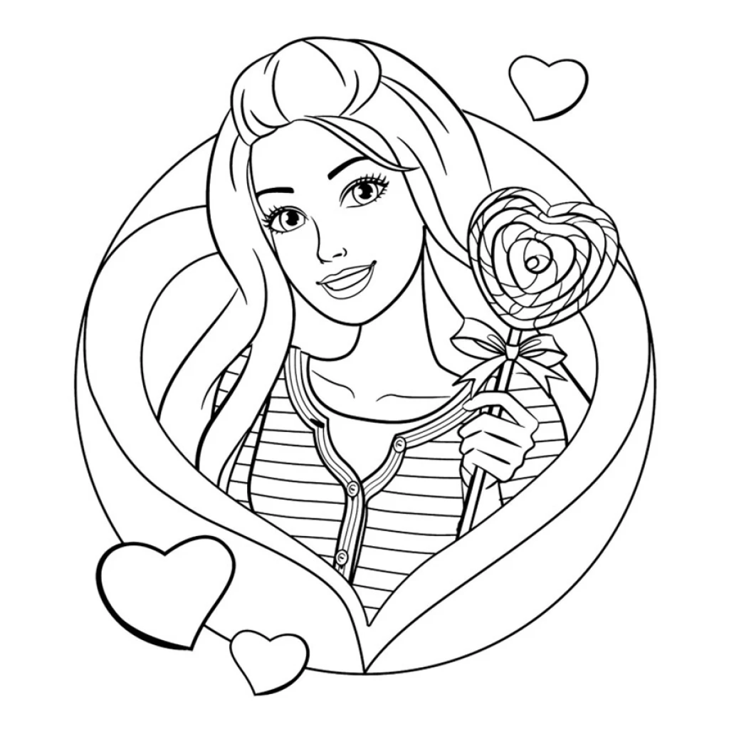 Dibujo de Barbie enamorada para colorear e imprimir gratis