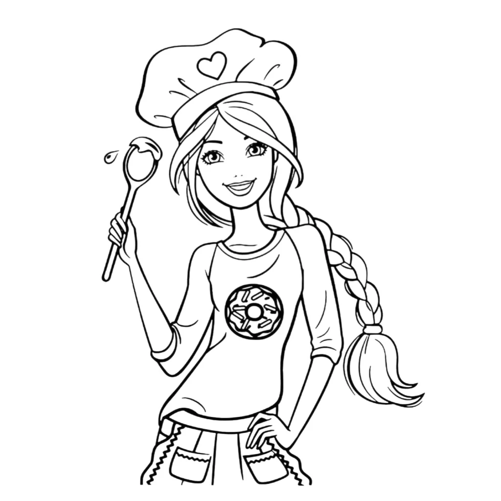 Barbie Chef coloring page to print for free