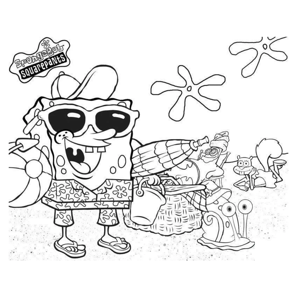 Desenho de Bob Esponja Na Praia para colorir e imprimir grátis
