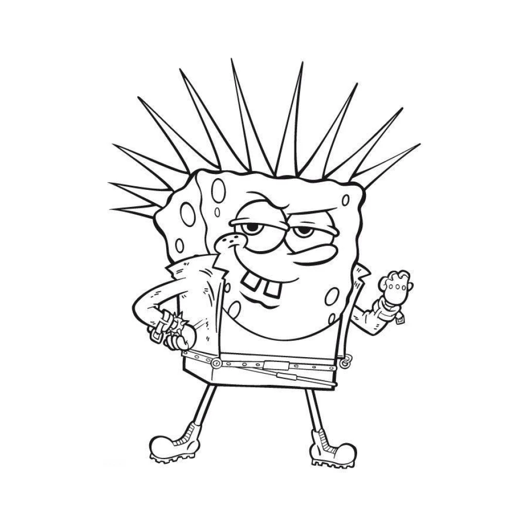 Spongebob Squarepants Punk coloring page to print for free