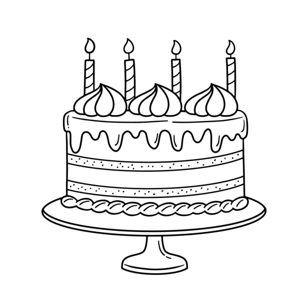 Birthday Cake coloring page to print for free