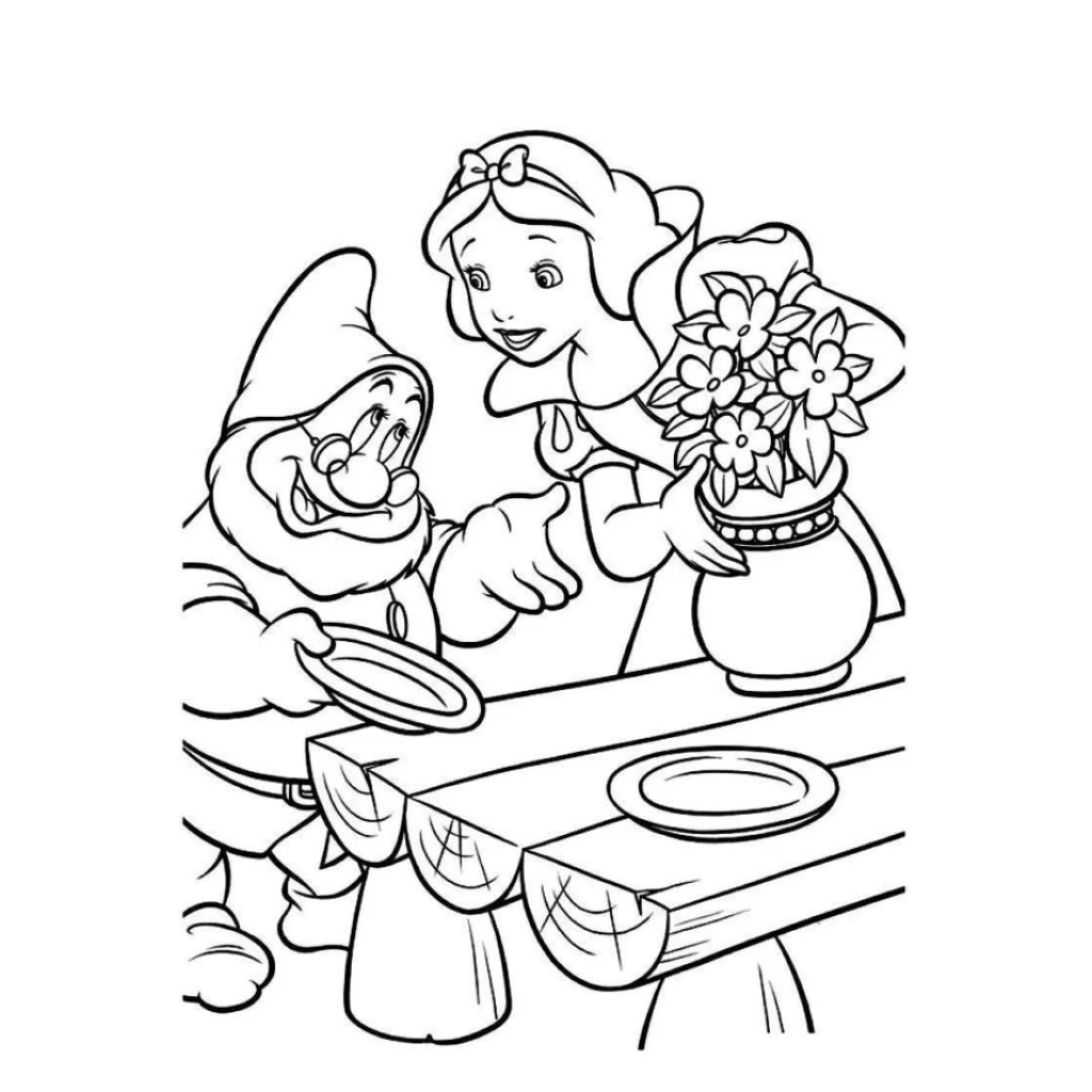 Desenho de Branca De Neve E O Anão para colorir e imprimir grátis