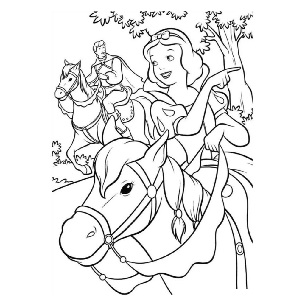 Dibujo de Blancanieves Y El Príncipe para colorear e imprimir gratis
