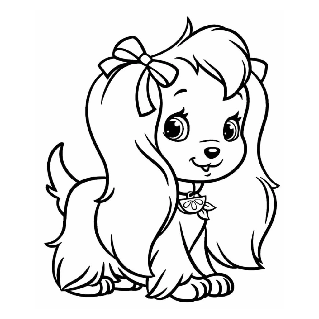 Desenho de Cachorrinha Fofo para colorir e imprimir grátis