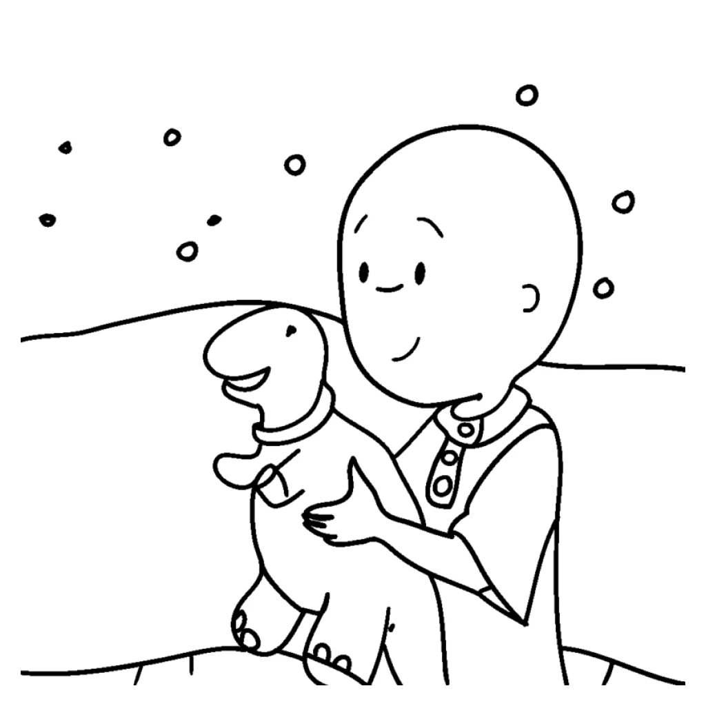 Caillou And His Dog coloring page to print for free
