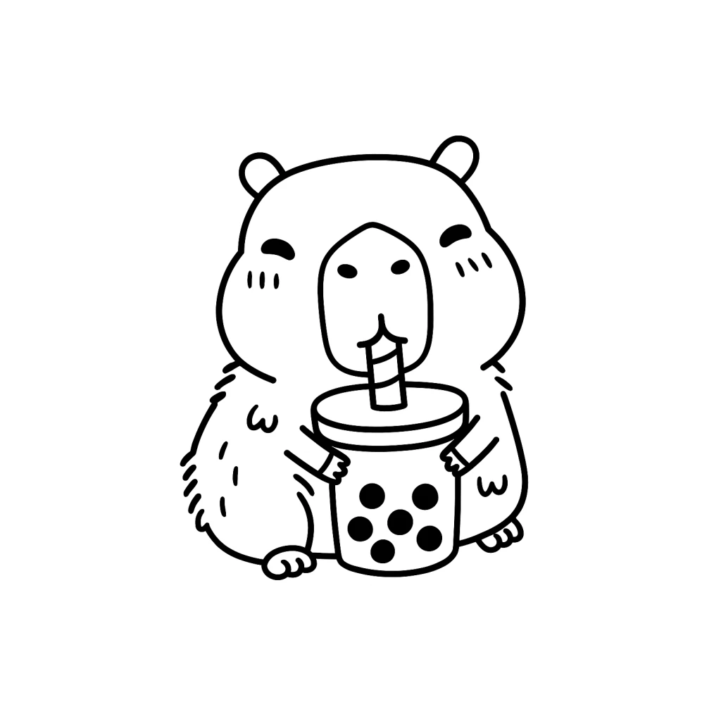 Dibujo de Capibara Con Bebida para colorear e imprimir gratis
