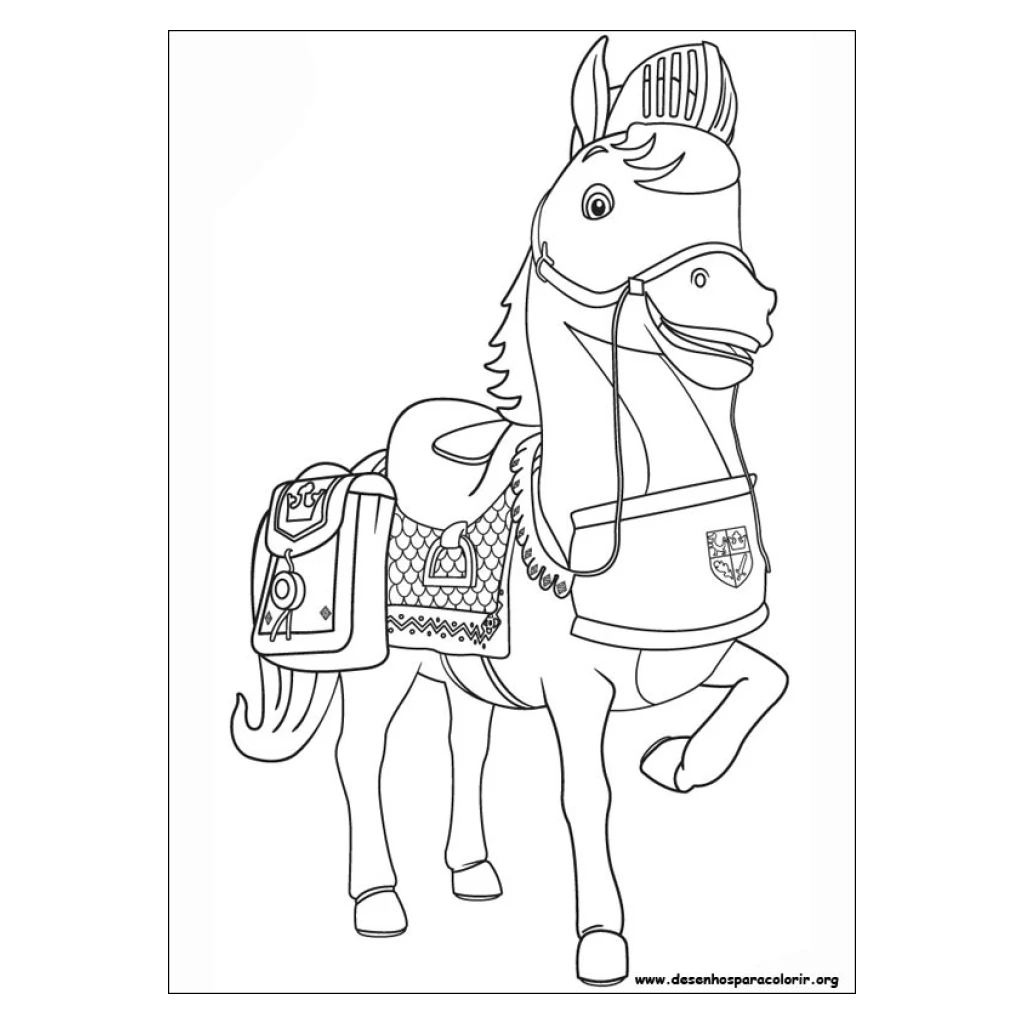 Desenho de Cavalo com cela para montaria para colorir e imprimir grátis