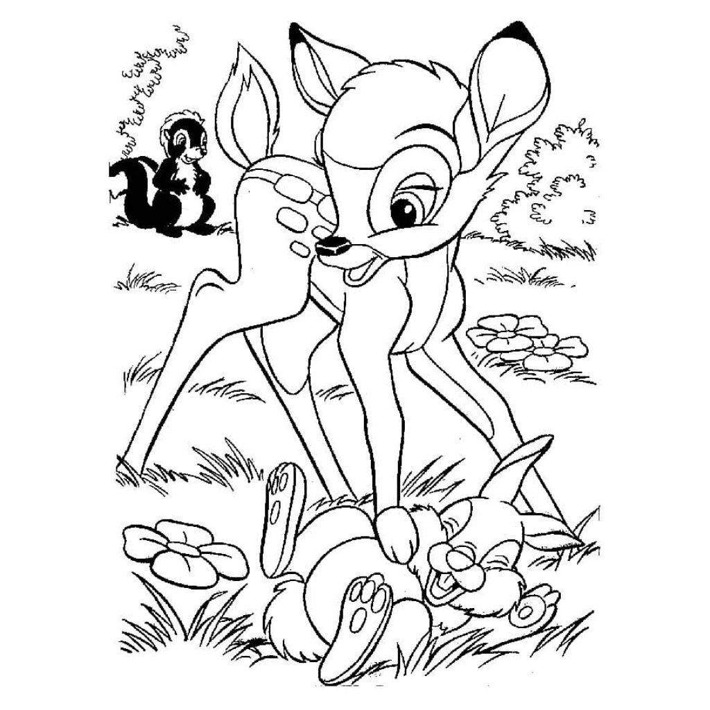 Desenho de Cervo e Coelho para colorir e imprimir grátis