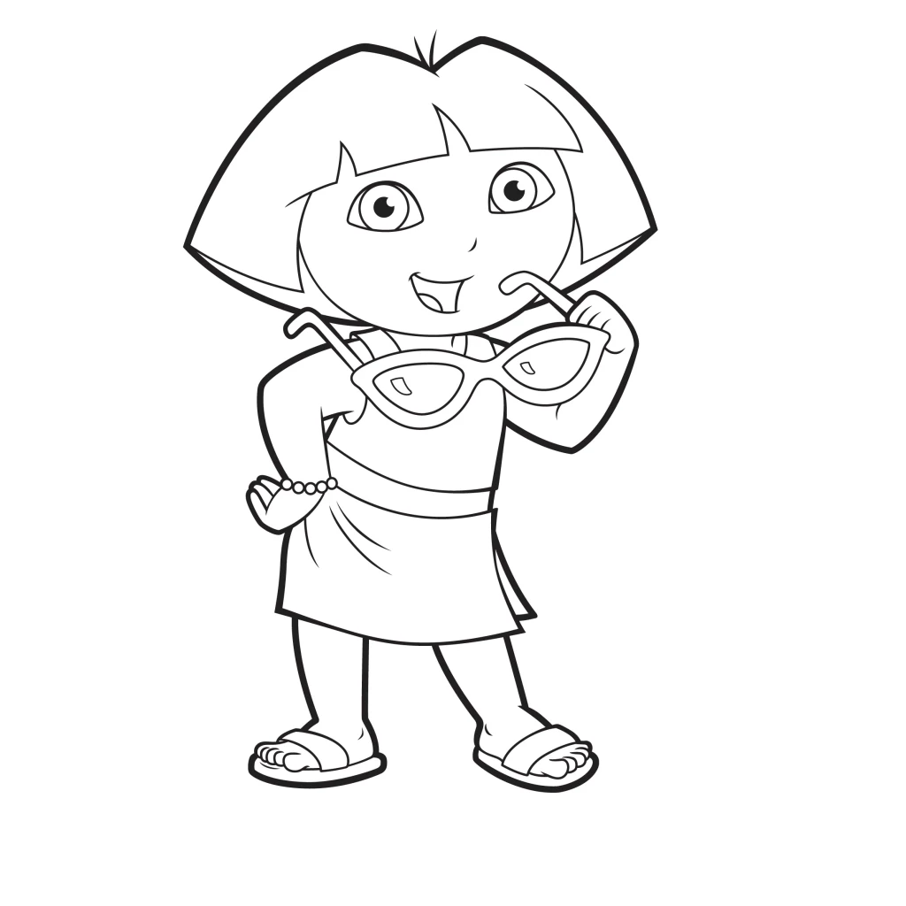 Dora the Explorer with Glasses coloring page to print for free