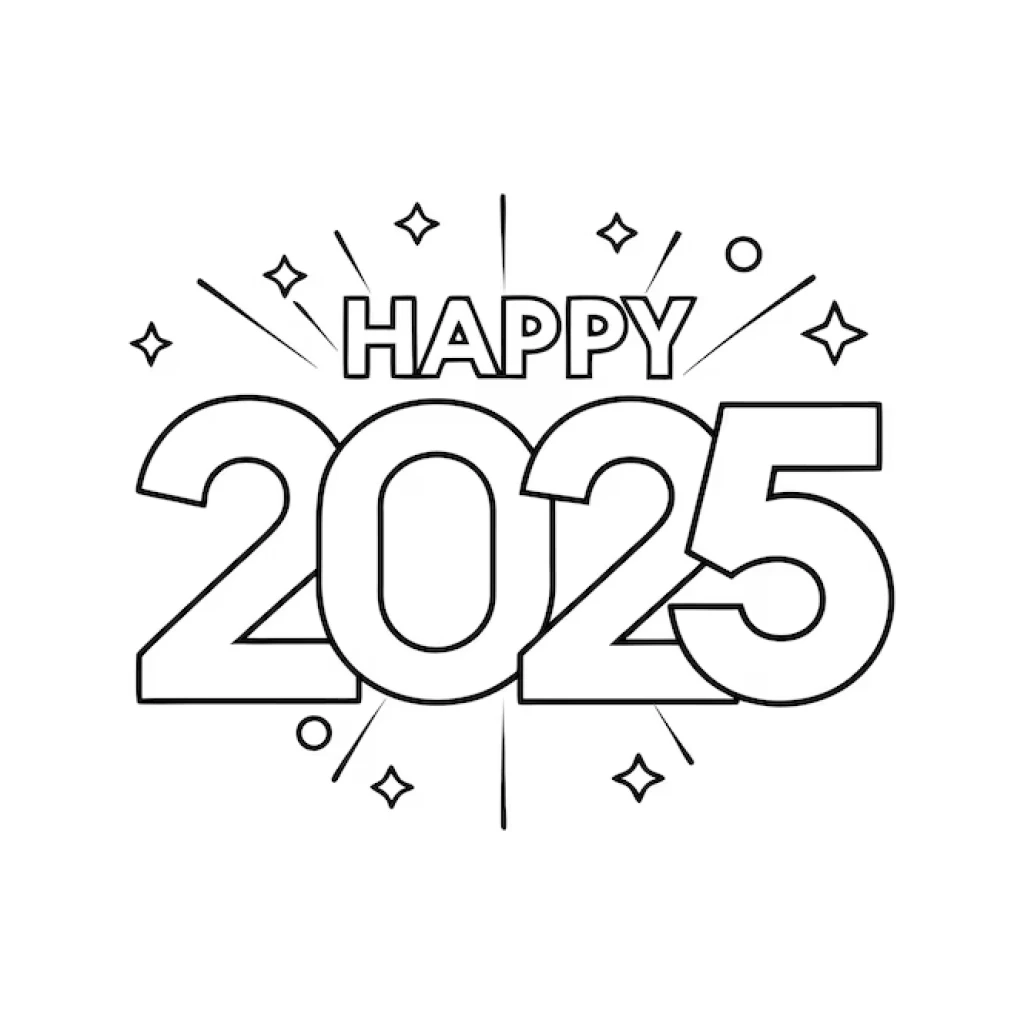 Desenho de Feliz 2025 para colorir e imprimir grátis