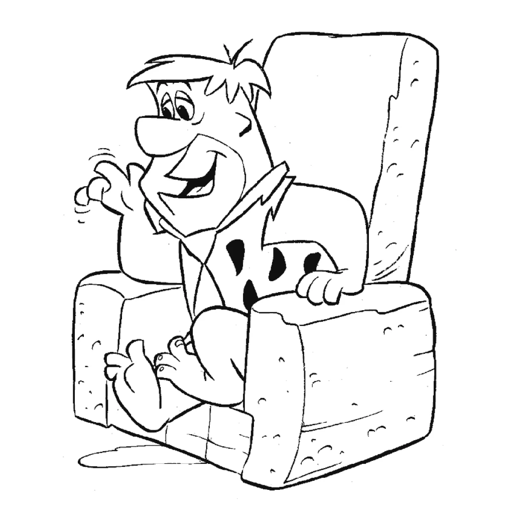 Desenho de Fred Flintstone no sofá para colorir e imprimir grátis