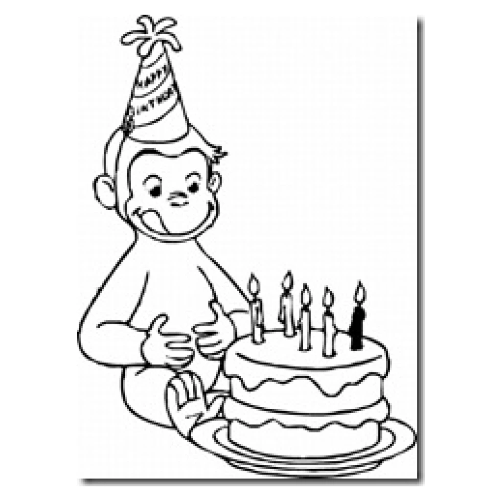 Desenho de Macaco E Bolo De Aniversário para colorir e imprimir grátis