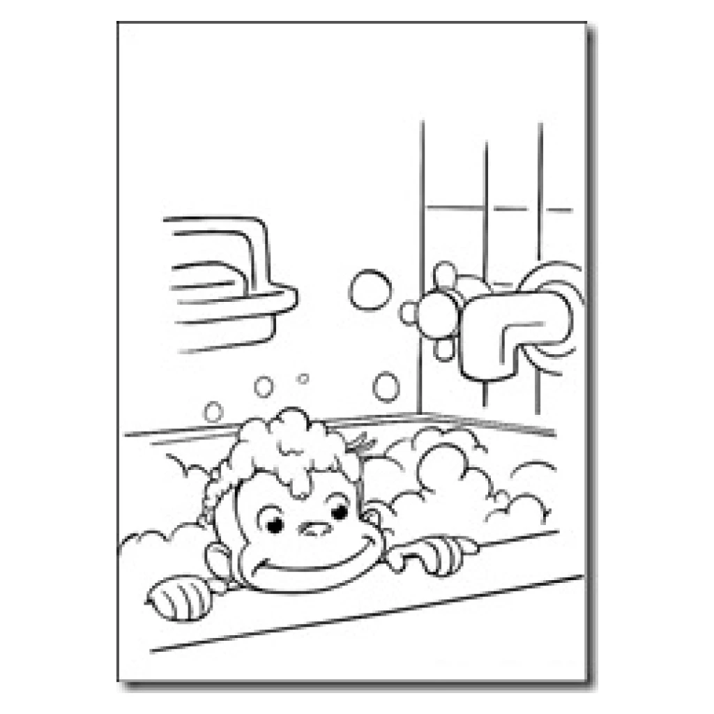 Dibujo de Mono Divertido En El Baño para colorear e imprimir gratis