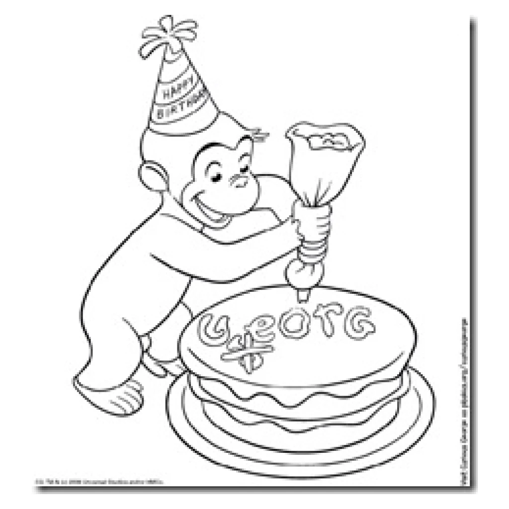 Monkey Celebrating Birthday coloring page to print for free