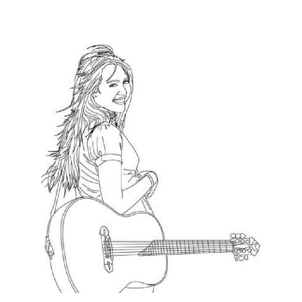 Dibujo de Hannah Montana con Guitarra para colorear e imprimir gratis