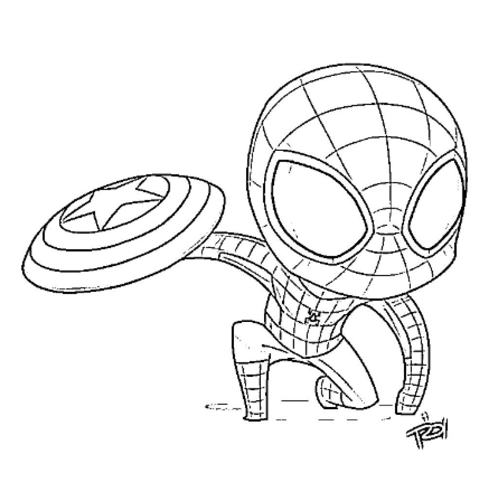 Desenho de Homem-Aranha com escudo para colorir e imprimir grátis