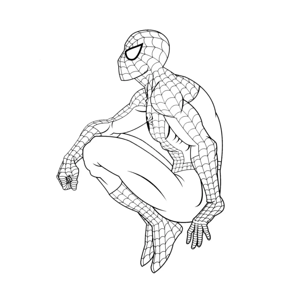 Dibujo de Spider-Man sentado para colorear e imprimir gratis