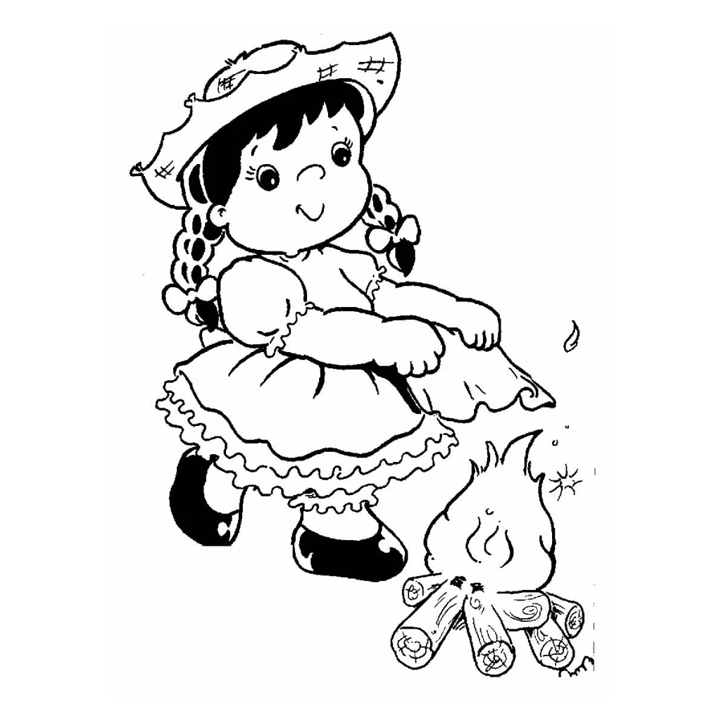 Desenho de Menina Com Fogueira para colorir e imprimir grátis