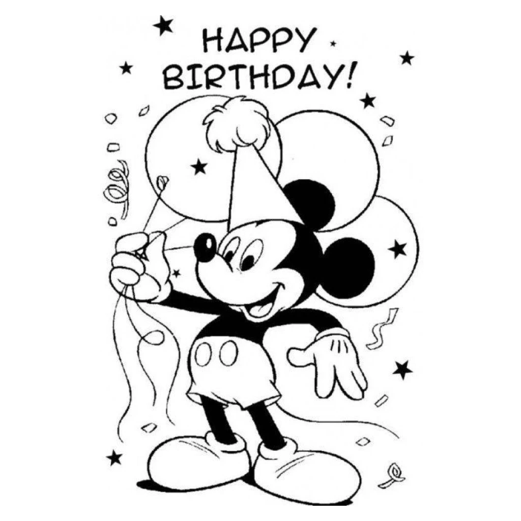 Desenho de Mickey Mouse Em Festa De Aniversário para colorir e imprimir grátis