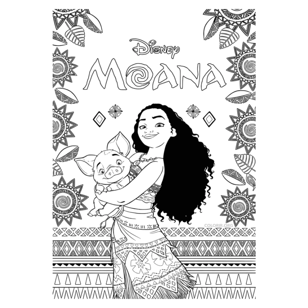 Moana And Pua coloring page to print for free