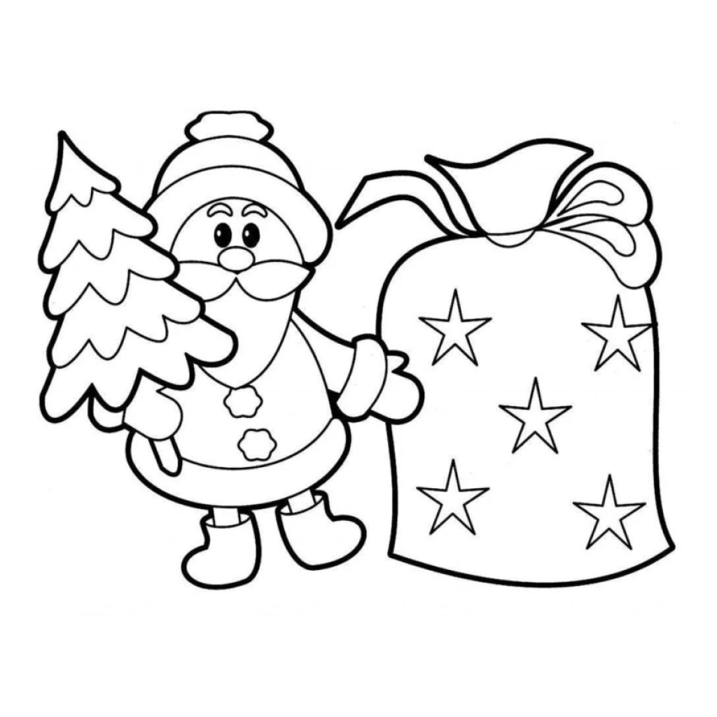 Desenho de Papai Noel E Presentes De Natal para colorir e imprimir grátis