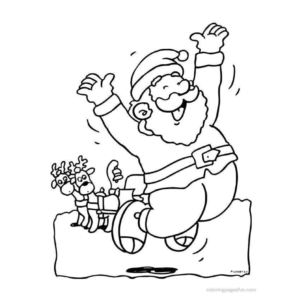 Happy Santa Claus coloring page to print for free