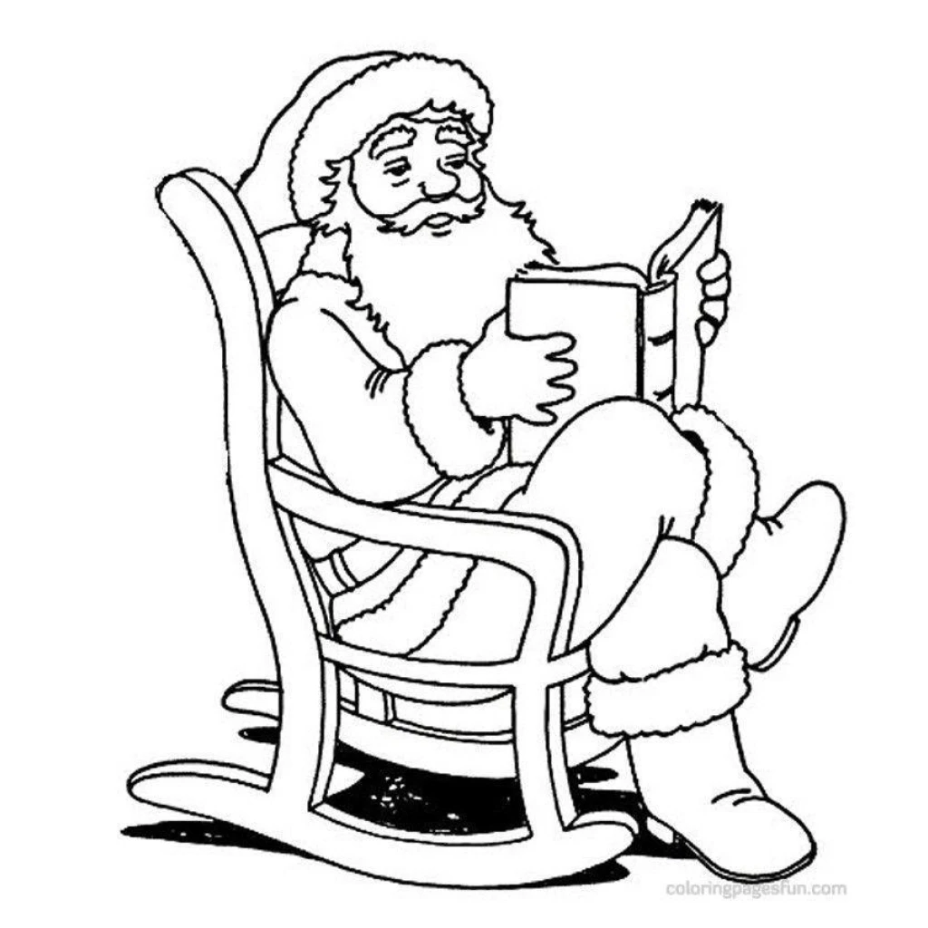 Desenho de Papai Noel Lendo Um Livro para colorir e imprimir grátis