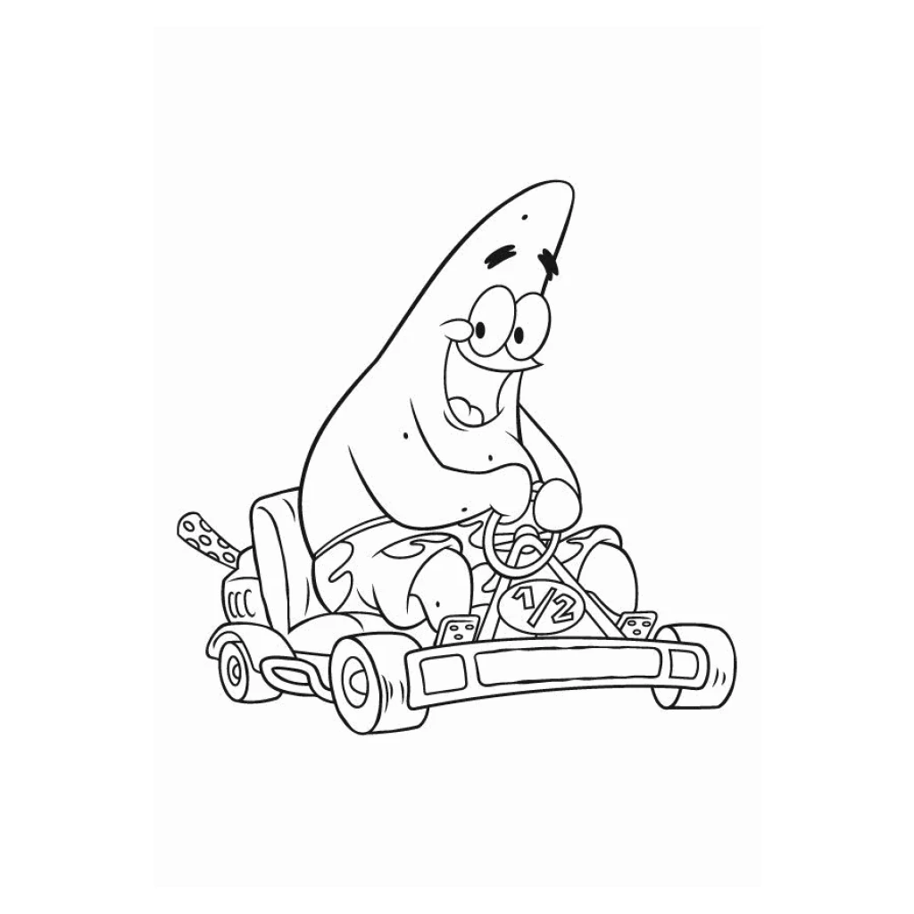 Desenho de Patrick Estrela Em Kart para colorir e imprimir grátis