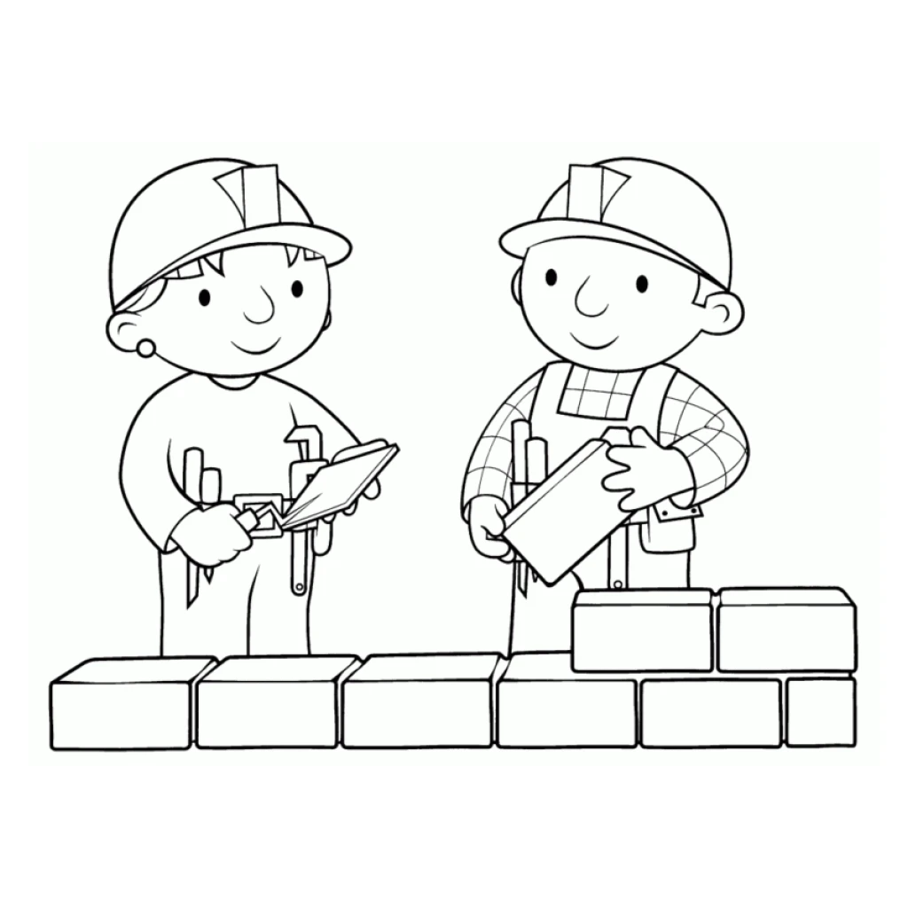 Masons At Work coloring page to print for free