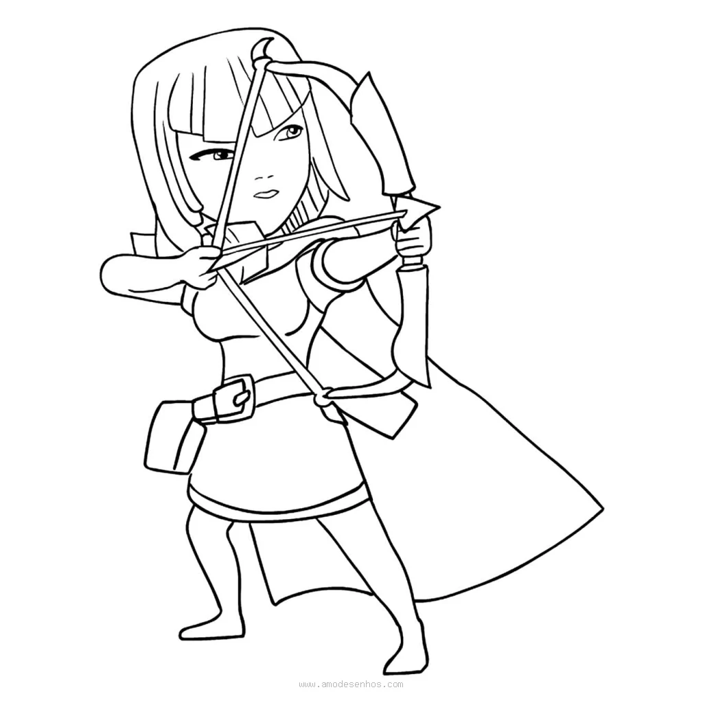 Dibujo de Personaje Arquera de Clash Royale para colorear e imprimir gratis