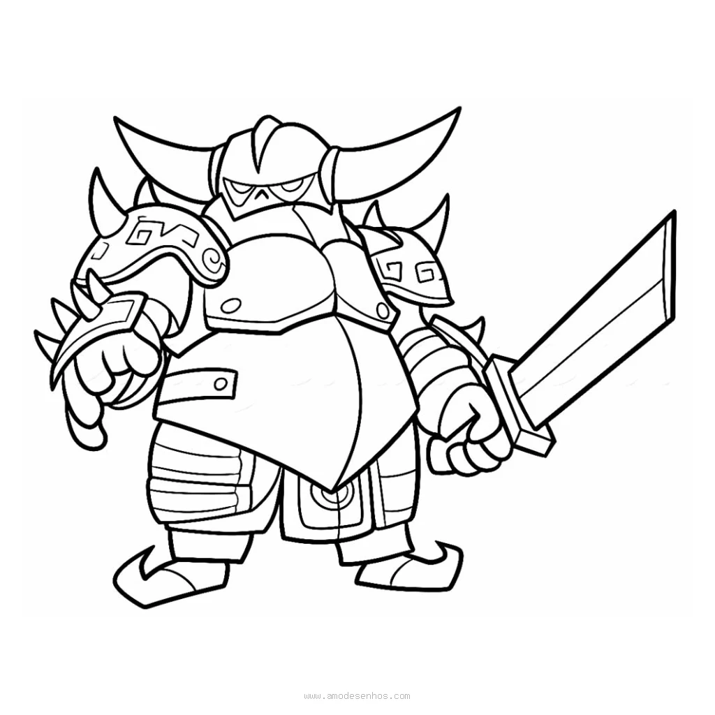 Dibujo de Personaje Pekka de Clash Royale para colorear e imprimir gratis