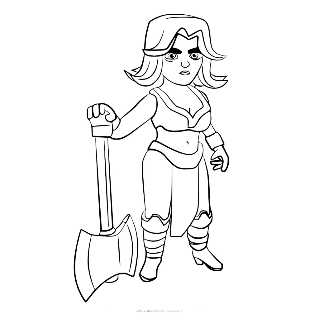 Dibujo de Personaje Valquiria de Clash Royale para colorear e imprimir gratis