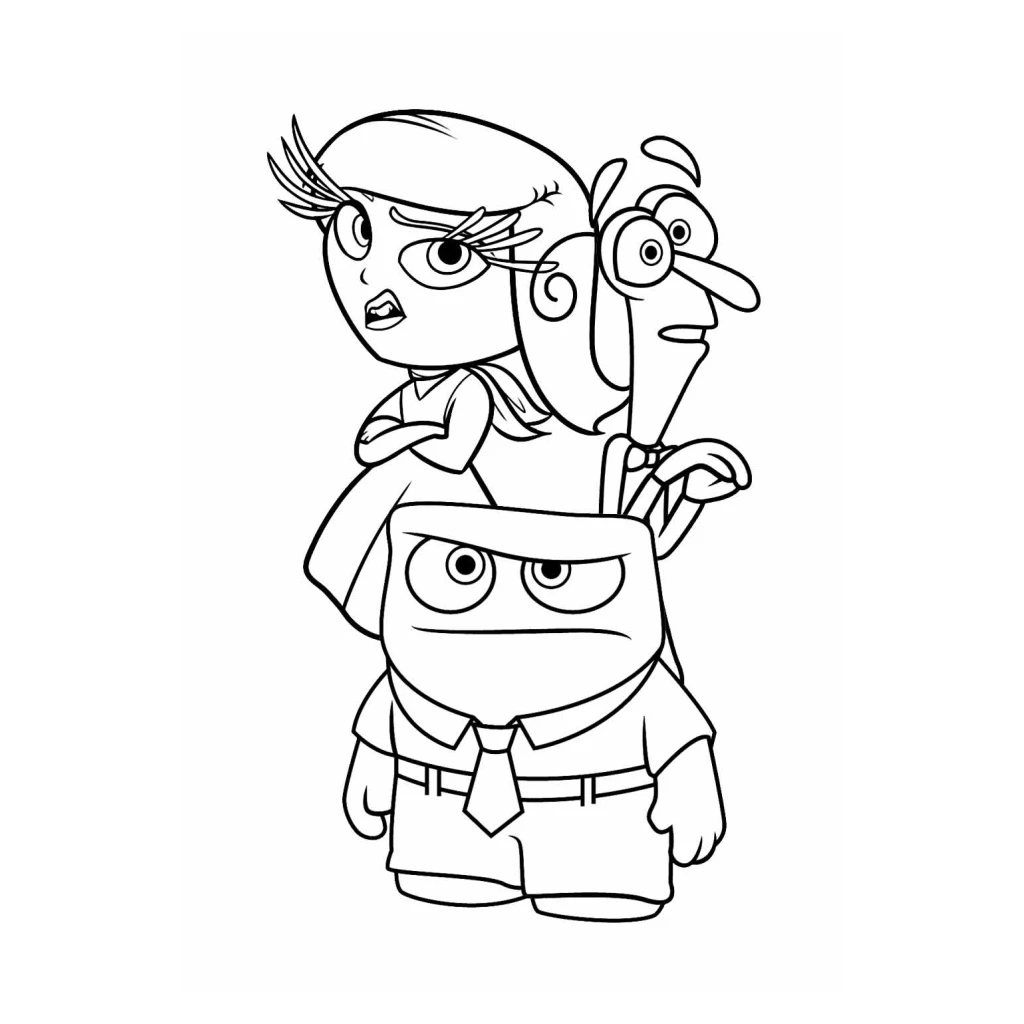 Dibujo de Personajes Divertidos Aletria Ira y Miedo para colorear e imprimir gratis