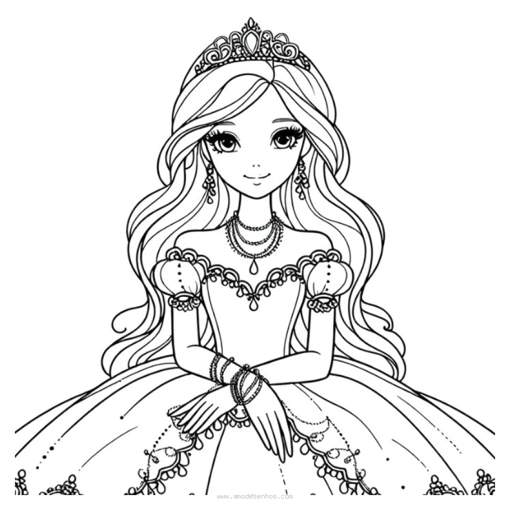Desenho de Princesa Encantada para colorir e imprimir grátis