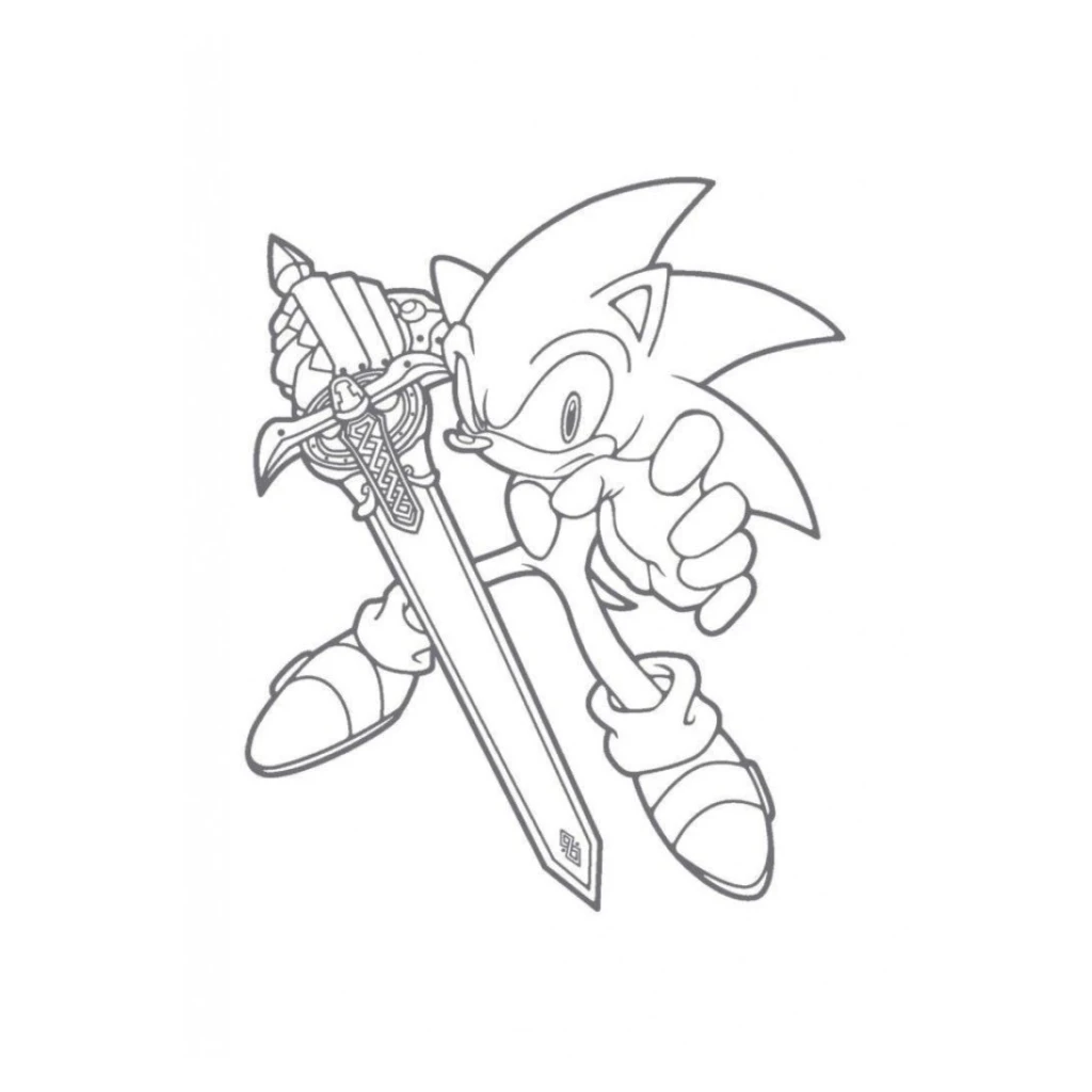 Desenho de Sonic Com Espada para colorir e imprimir grátis
