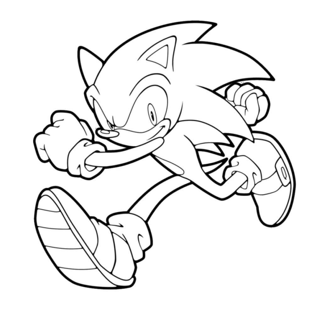 Sonic running coloring page to print for free