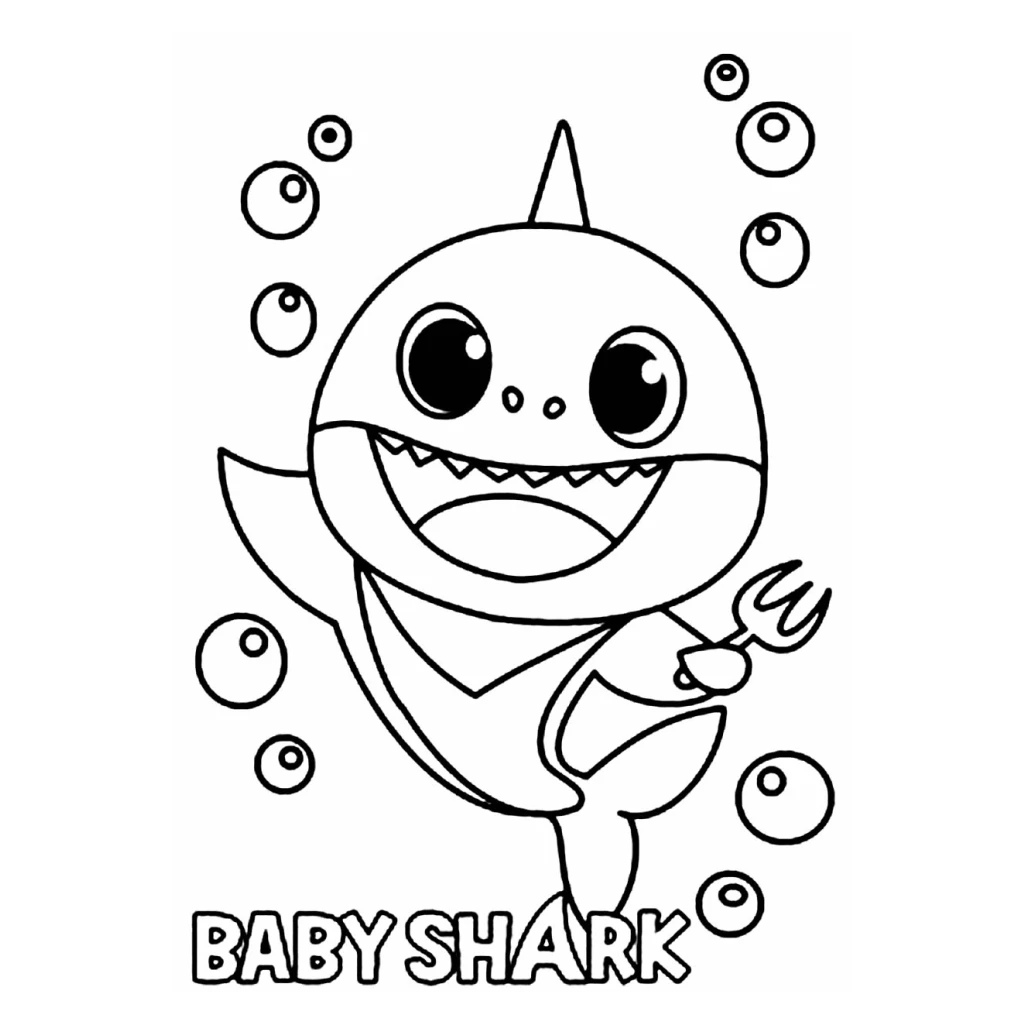 Desenho de Tubarão Baby Shark para colorir e imprimir grátis