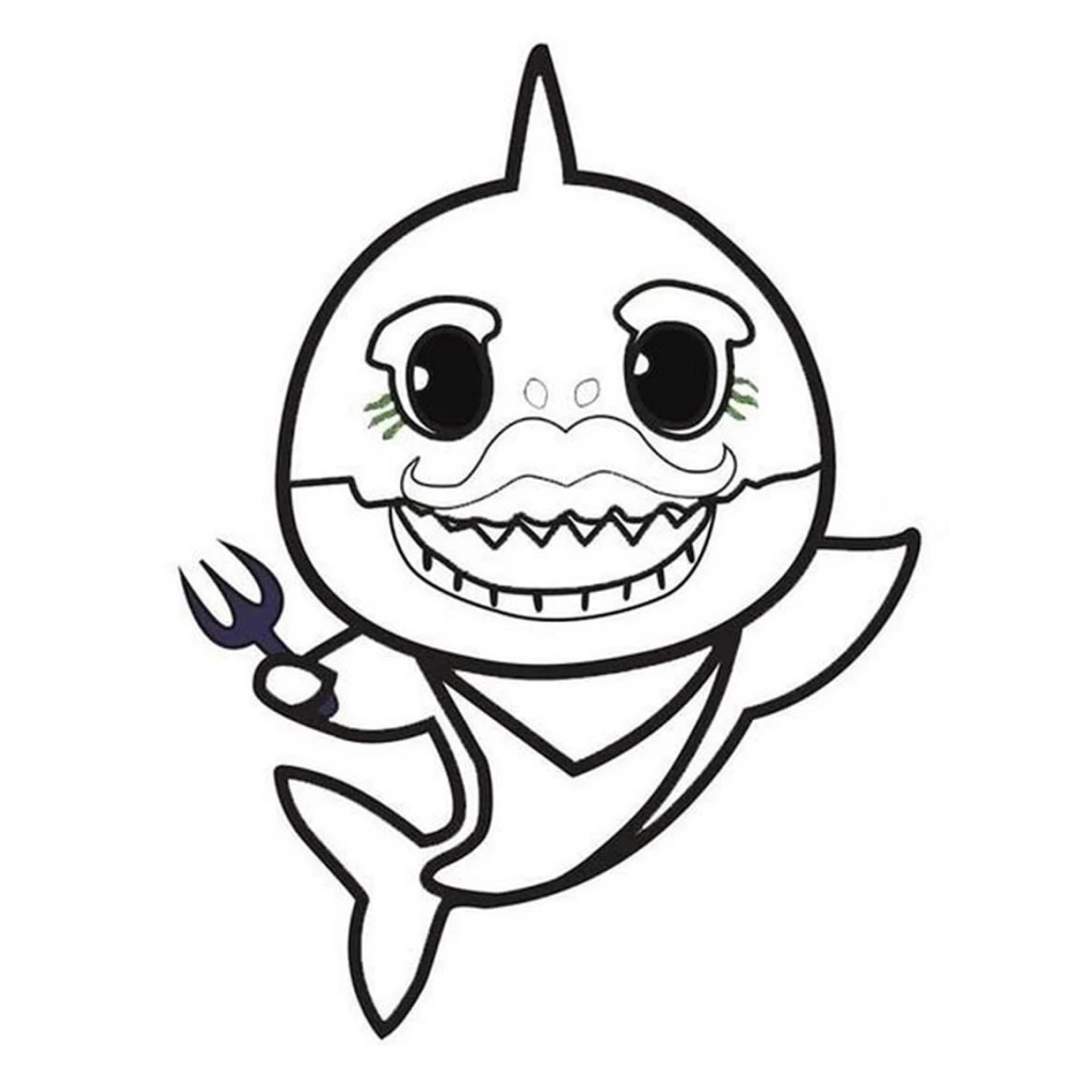 Desenho de Tubarão Divertido para colorir e imprimir grátis