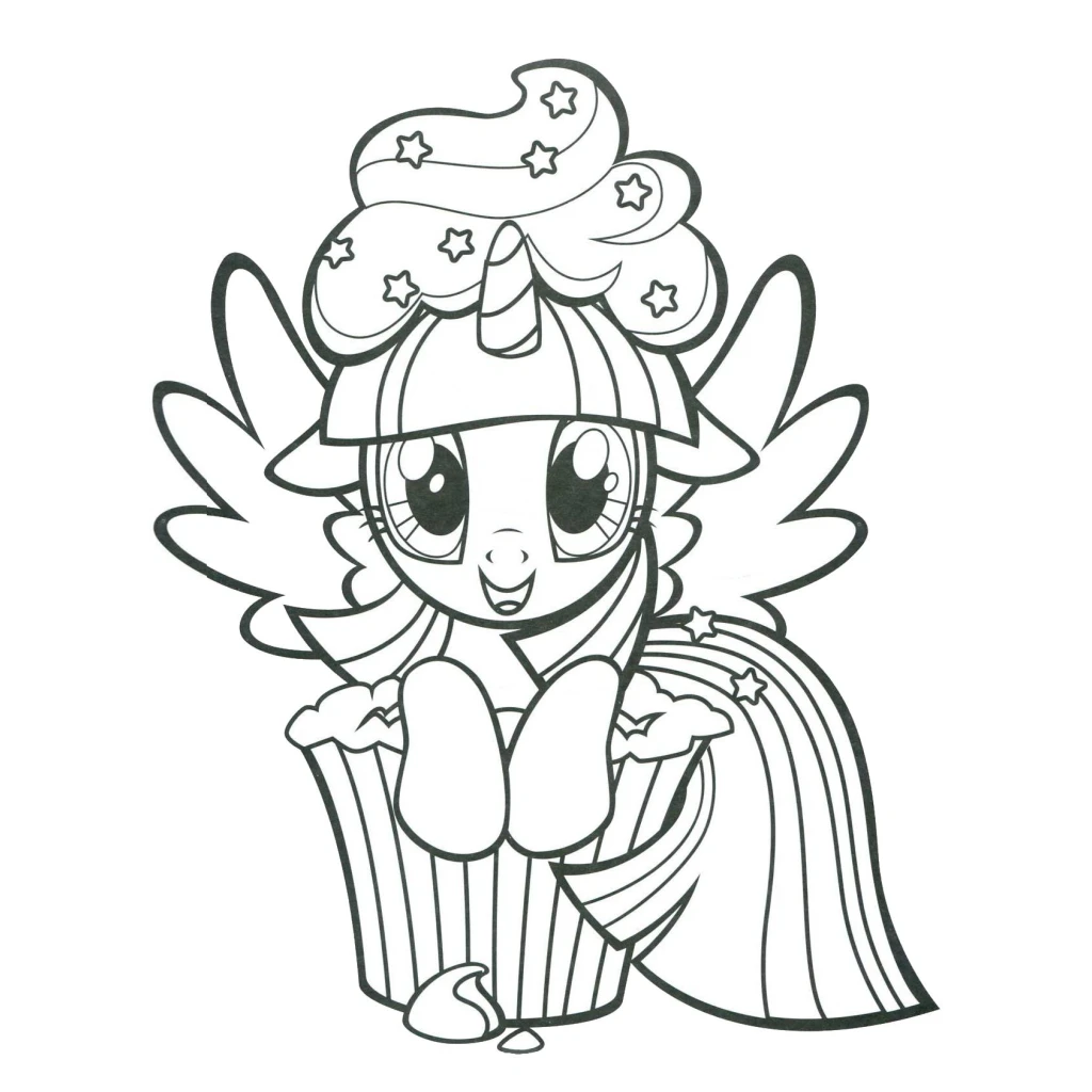 Desenho de Pônei Com Cupcake para colorir e imprimir grátis