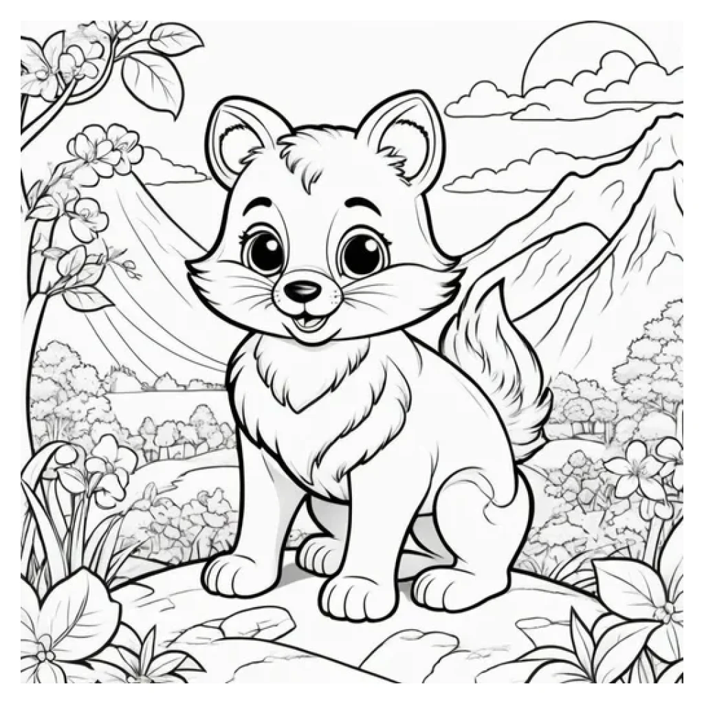 Cute Wolf coloring page to print for free