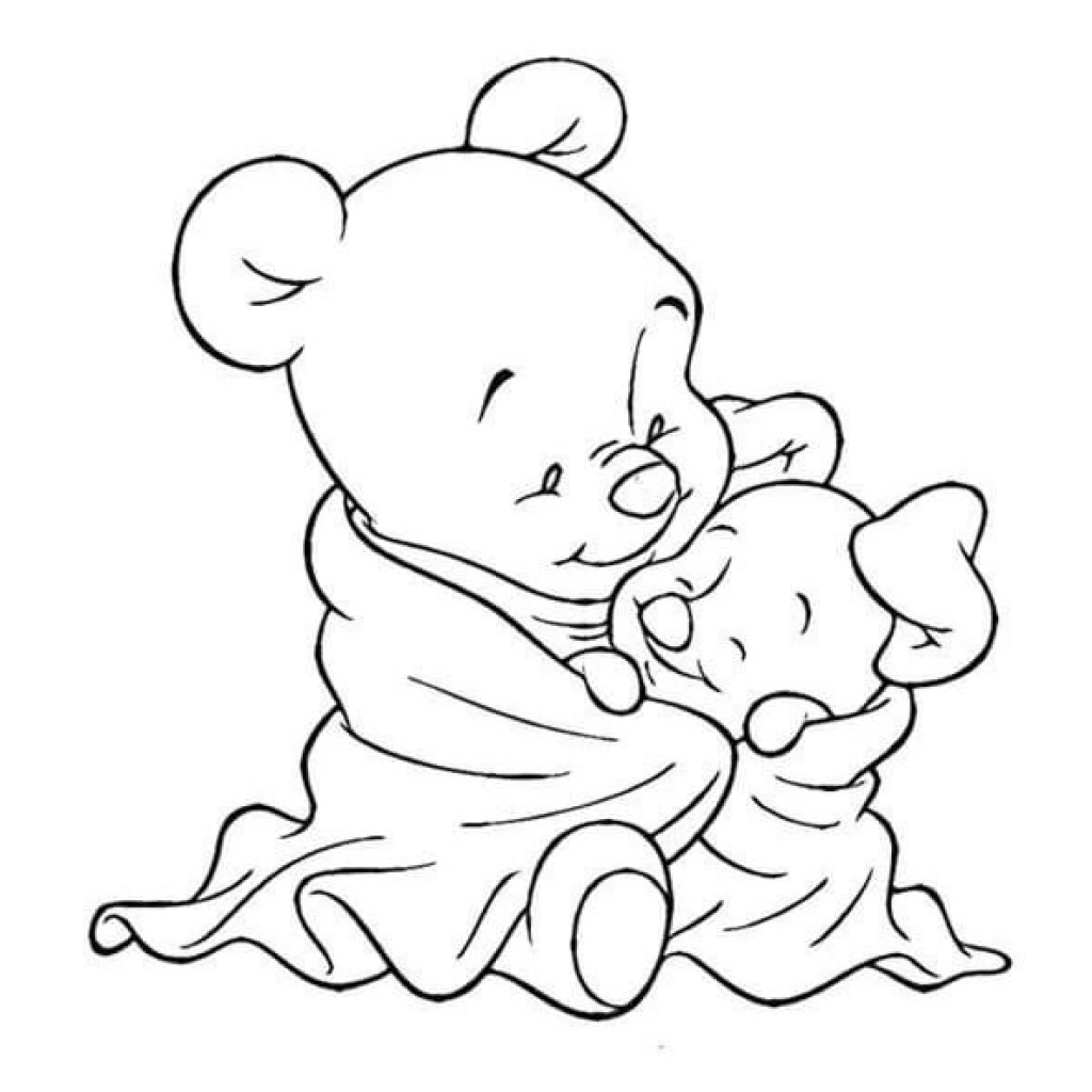Desenho de Ursinho Pooh E Leitão Abraçados para colorir e imprimir grátis