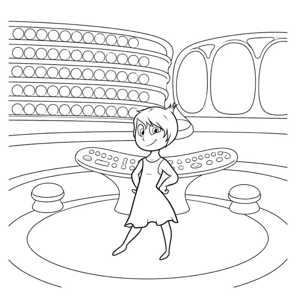 Dibujo de Alegría divertidamente en una sala de control para colorear e imprimir gratis