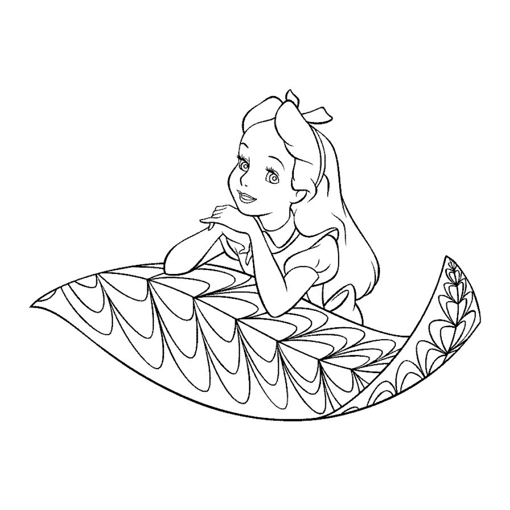 Desenho de Alice No País Das Maravilhas para colorir e imprimir grátis