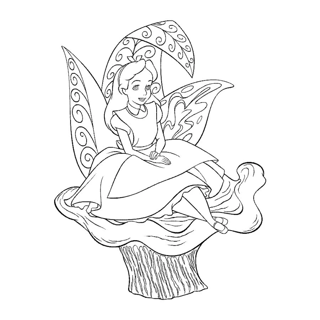 Desenho de Alice No País Das Maravilhas para colorir e imprimir grátis