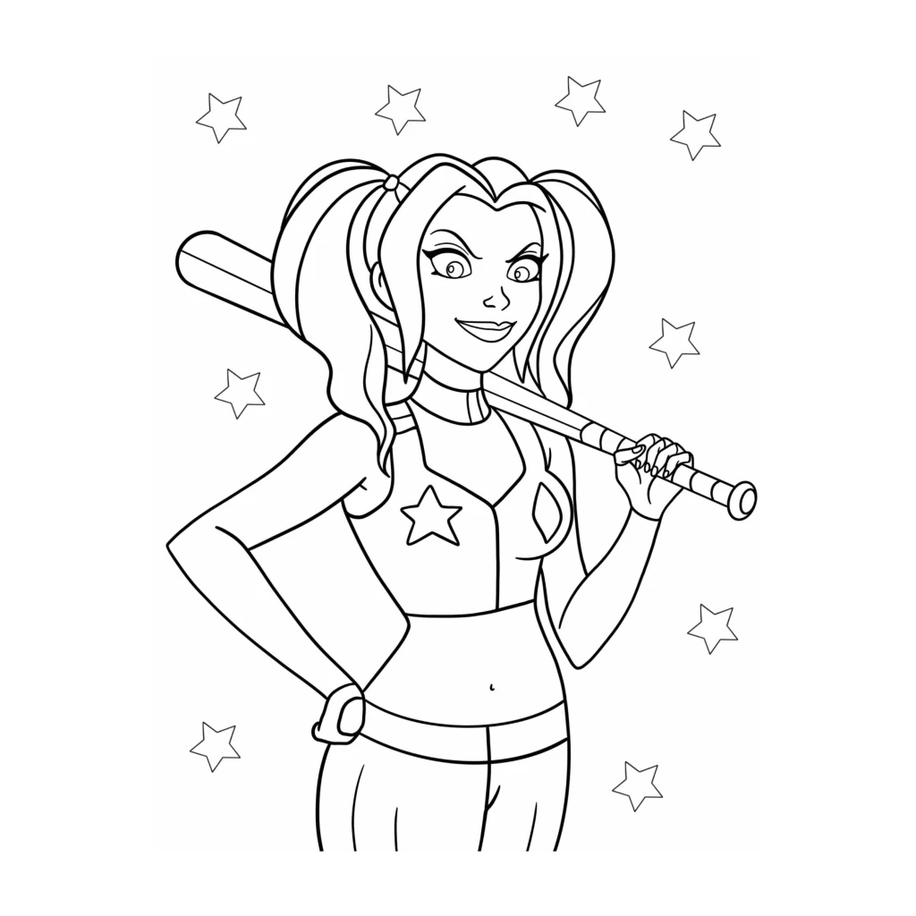 Desenho de Arlequina para colorir e imprimir grátis